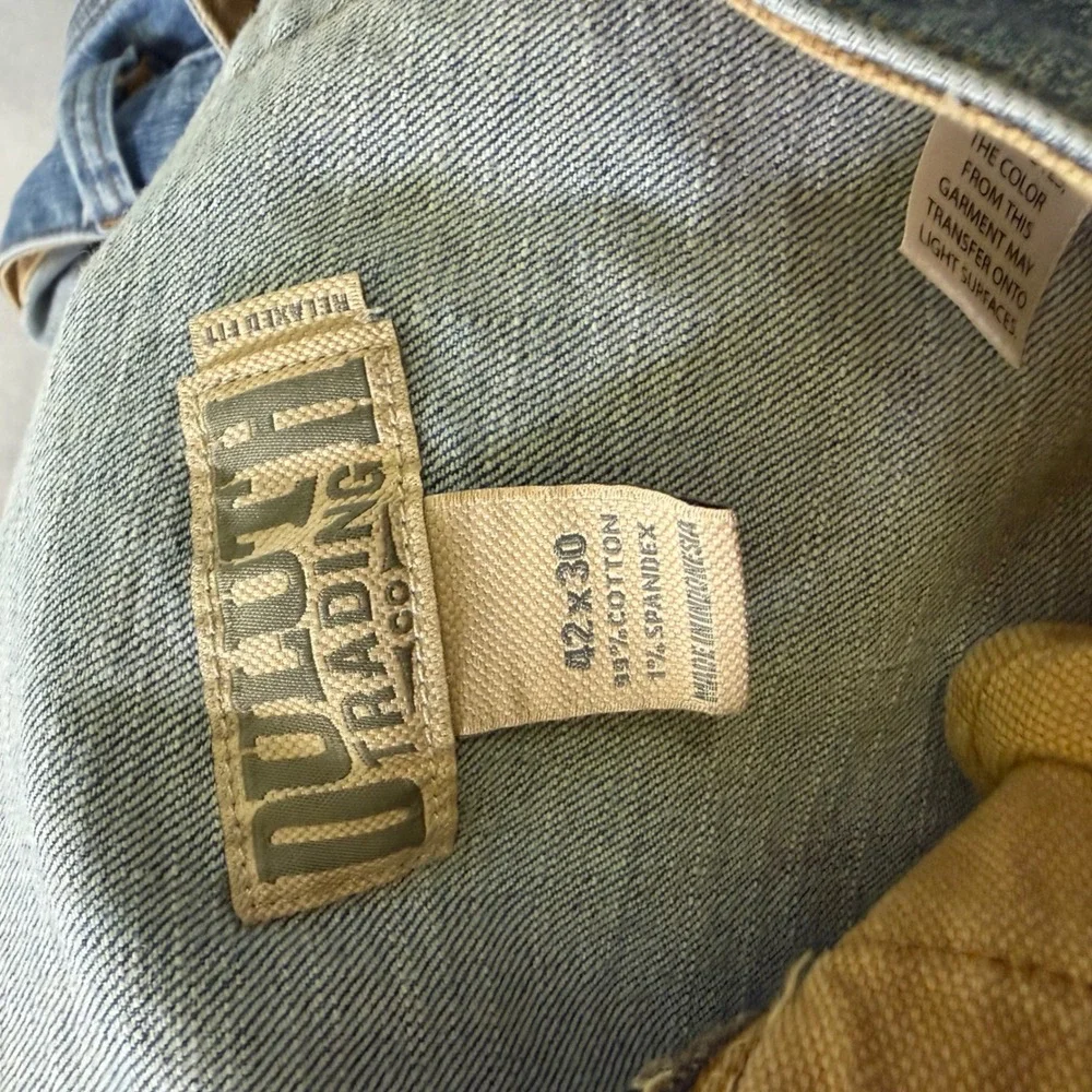 Duluth Trading‎ Co Flex Ballroom Jeans Mens 42x30 Relaxed Fit Blue Light Wash
